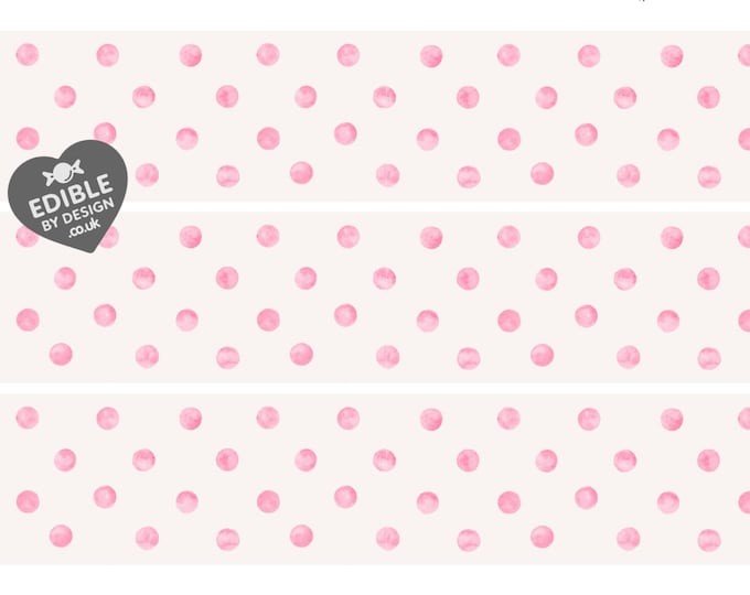 Polka Dot Ribbon Border Edging for Cake: Edible Party Decoration on Icing Sheet