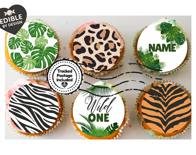Wild One Jungle Theme Birthday Cake Toppers matching Invitations Stickers Balloon Party Pack