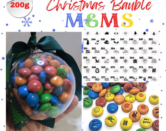 Clear Christmas Bauble Personalised Chocolate M&Ms with your choice of image, photos or text