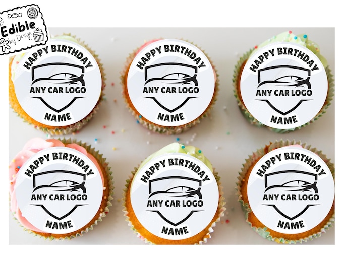Any Car Logo Cupcake Toppers: Edible Image Circles on Icing or Wafer