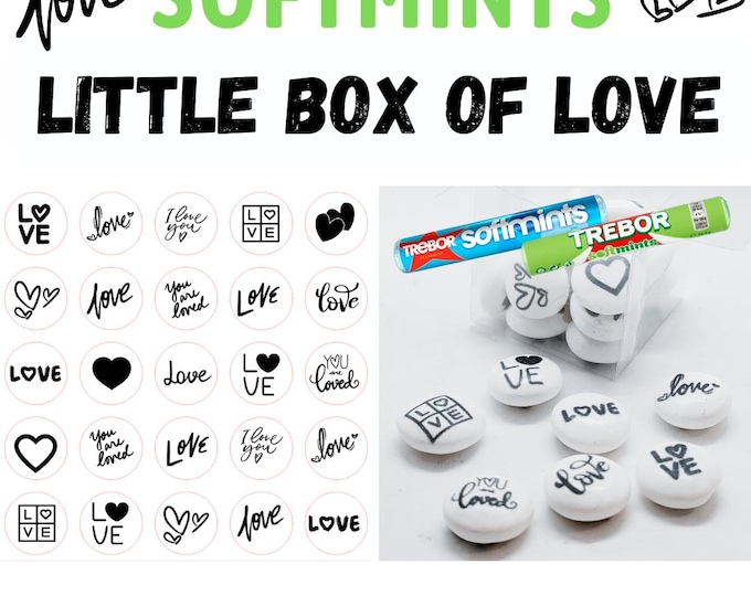 Little Box of Love Trebor Softmints Perfect Printed with various love designs Perfect romantic valentine gift present for lovers couples