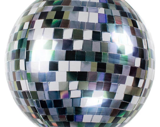 Orbz Disco Ball Round Foil Balloon - 15" round inflated - Balloon for Helium - Anagram
