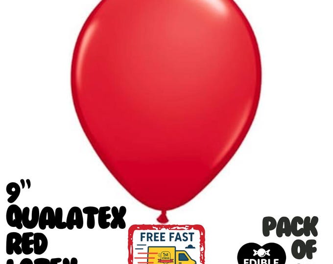10 Pack Bright Red Latex Balloons – 9" Qualatex Helium Air Party Supplies