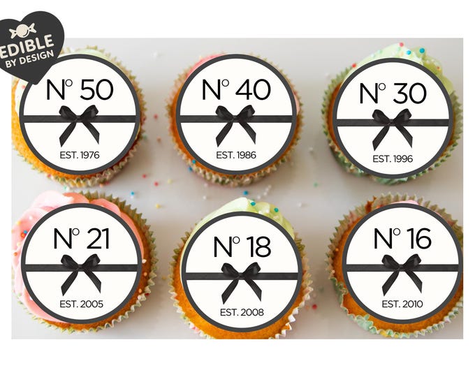 Designer Birthday Year Cake Toppers Edible Images on Icing or Wafer: Stickers Invitations Balloon