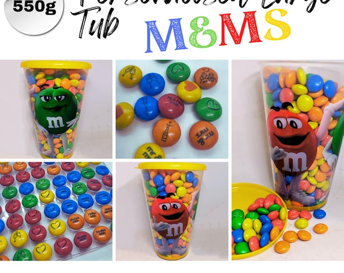 M&Ms Genuine Branded Chocolate Tub Personalised with your choice of image, logo, photo or text - Gift Perfect Birthday, Anniversary, New Job