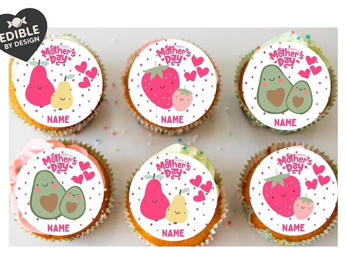 Mothers Day Mum & Baby Personalised Cake Toppers matching Foil Balloon option