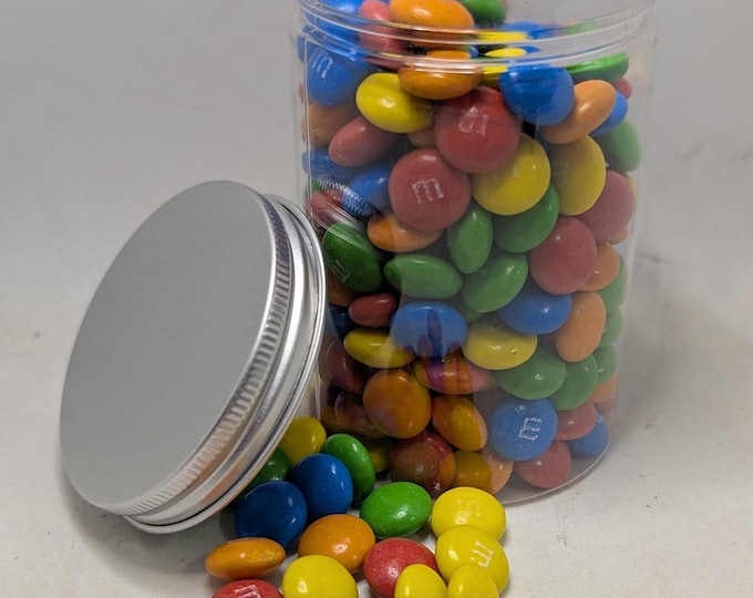 Round Jar Chocolate M&Ms Personalised with your choice of image, logo, photo and text Cute Gift Perfect Birthday, Anniversary, New Job