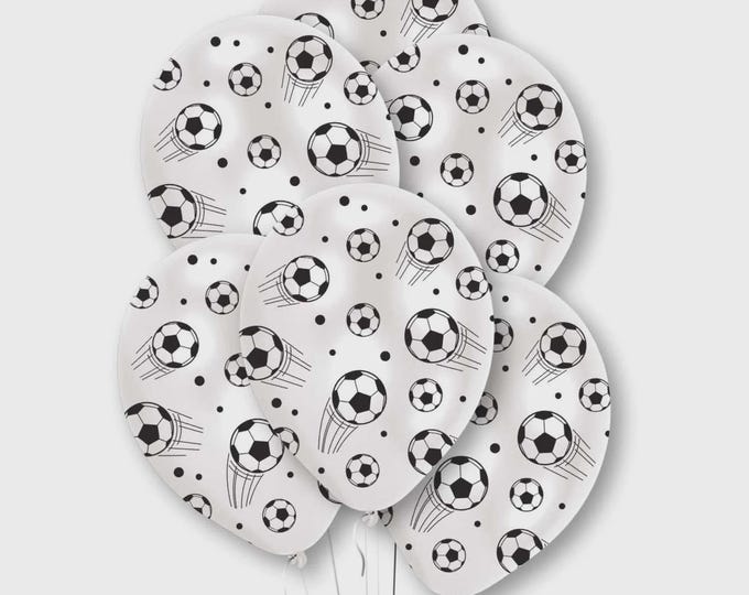 6 x Football Image Latex Balloons - 11" high for Helium or Air - Amscan