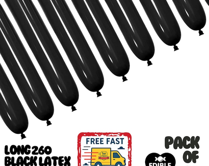 10 Pack Modelling Black 260 Latex Long Balloons