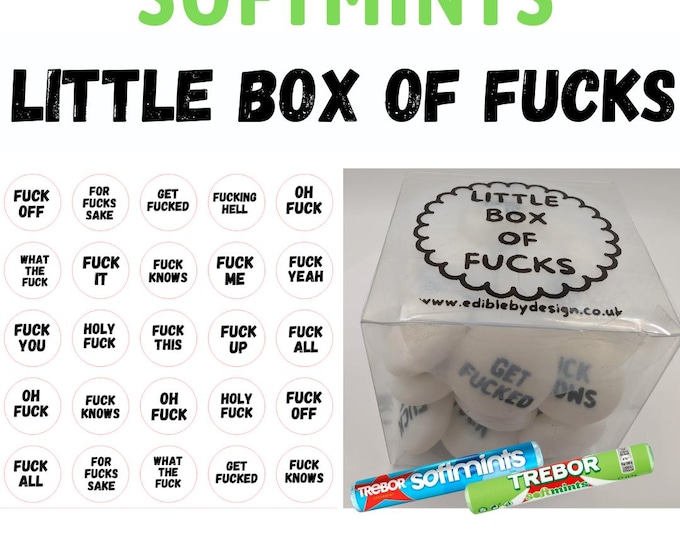 MATURE Little Box of Fucks Trebor Softmints Perfect Funny Rude Gift with lots of different fucks and a no fucks sticker inside when empty