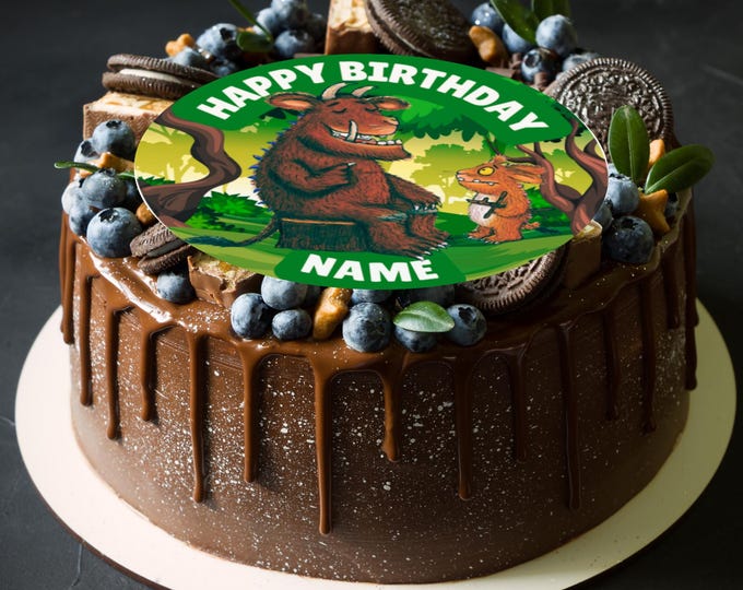 Gruffalo Forest Theme Birthday Large Cake Topper Edible Circle printed with edible ink Personalised Name and Age 5" 5.5" 6" 8" Icing Wafer