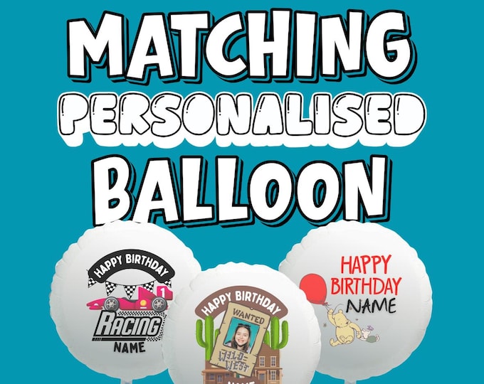 Custom Printed Foil Balloon 23" - Matches Cupcake Toppers - Suitable for Air or Helium
