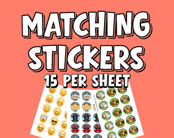 STICKERS Any matching design genuine Avery 15 per sheet matches cupcake toppers - ideal for party bags