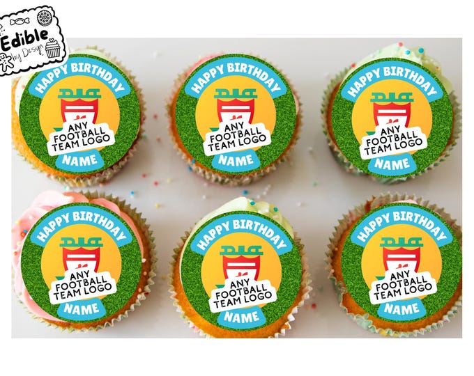 Any Football Team Logo Cupcake Toppers: Edible Image Circles on Icing or Wafer
