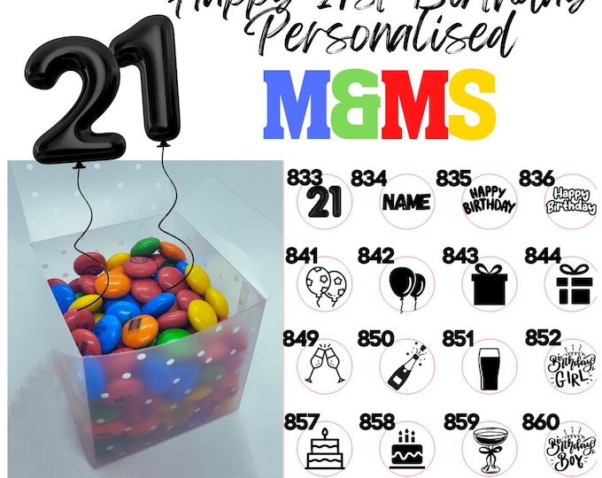 21st Birthday Chocolate M&Ms personalised with edible ink - your choice of image, logo, photo or text - Happy 21st Birthday