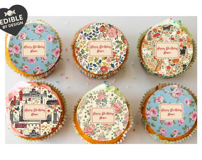 Personalised Cath Kidston Inspired Cake Toppers: Edible Icing or Wafer, Stickers, Invites, Balloon and Party Pack