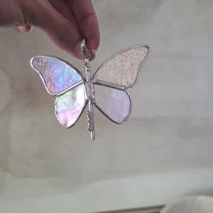 Stained Glass Flying Key Suncatcher, Skeleton Key, Iridescent Winged Ornament, Harry Potter Key
