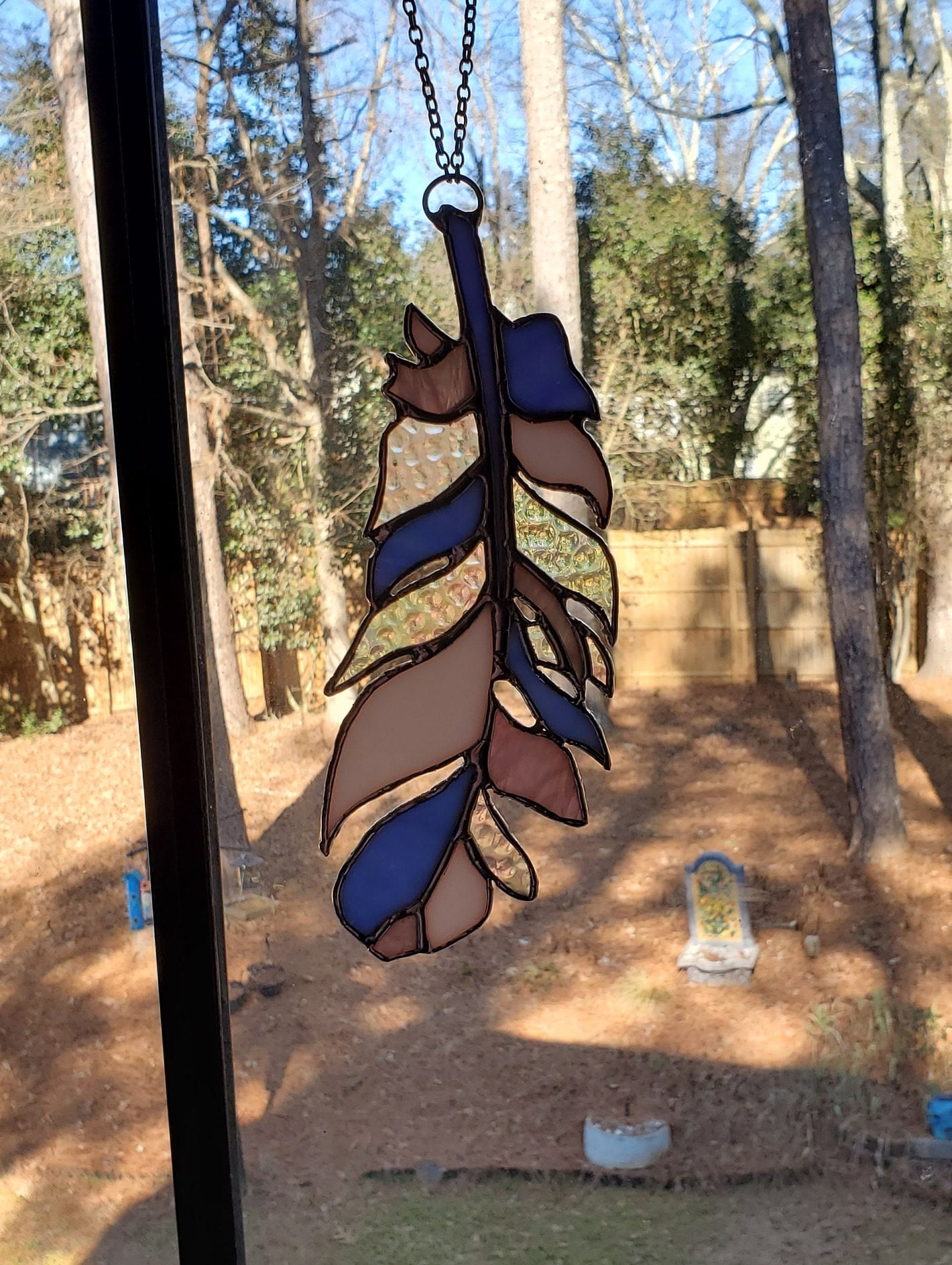 Feather Stained Glass Suncatcher Window Art Decor Home Etsy