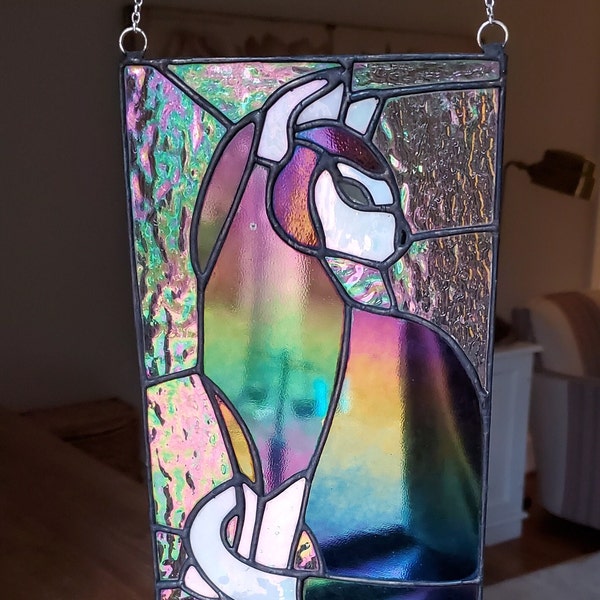 Stained Glass Cat, Suncatcher, cat lady,Home Decor, Home and Garden, Wall Hanging, Wall Art, Gift for her, cat lady, mystical, unique gift