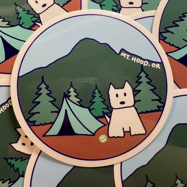 Westie sticker, Mt.Hood, nature dog, Westie gift idea