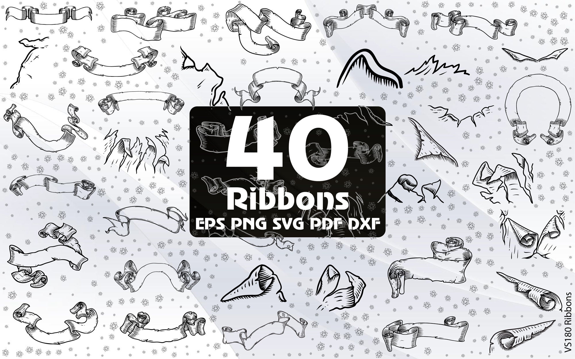 40 Black Banners, Ribbons SVG, Banner SVG, Birthday Banner Svg, Ribbon