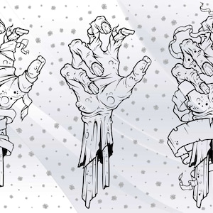 Mano di zombie, Clipart di zombie, SVG horror, mano raccapricciante, arte di zombie, SVG di zombie, mano di scheletro, mano di uomo morto, morto che cammina, mano morta #096