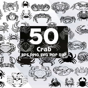 50 Crab SVG, Crab Print, Crab Clip Art, Crab Picture, Cartoon Crab, Ocean SVG File, Crab Decal, Crab Clipart, Crab Painting, Dxf, Eps, #153