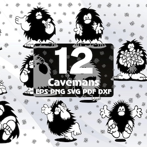 12 Caveman Vector Image SVG Files, Primitive Man Sketch Images For Silhouette Cut Files, Digital File DIY Project, Dxf, Eps, Png, Svg, #030