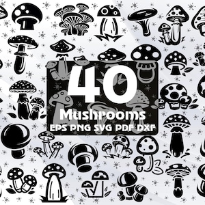 40 Mushroom SVG Bundle, Fungus Svg, Mushroom Clipart, Mushroom Cut File, Cartoon Mushroom Svg, Mushroom Cricut, Mushroom Silhouette #244