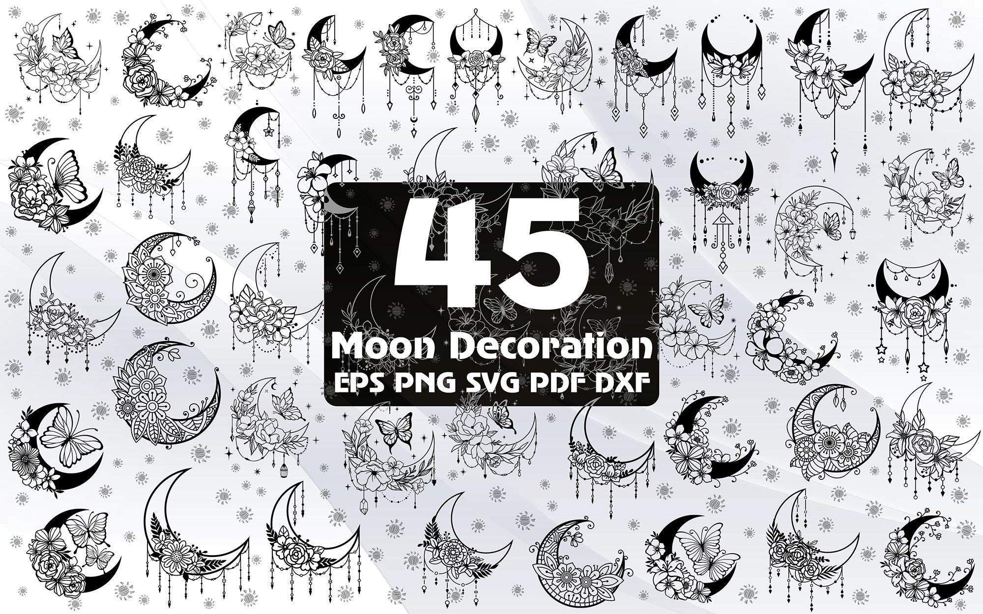 45 Moon SVG Bundle, Moon PNG, Moon Clipart, Moon SVG Files For Cricut, Moon Silhouette, Night Moon Svg, Moon Phases Svg, Full Moon Svg #232