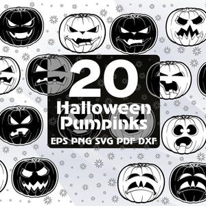 Halloween pompoen vector collectie-20 schetsen voor creatieve projecten, digitaal bestand dxf, eps, png, pdf #121