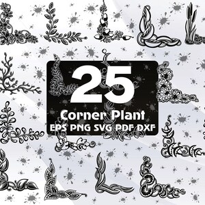 25 Borders SVG, Floral Frame SVG, Floral Border, Floral Clipart, Decorative Corners, Leaves Svg, Decor SVG, Floral Ornament Svg #084