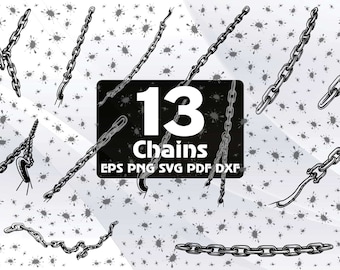 13 Chain SVG, Chain vector, Chain Clipart, Chain Silhouette, Metal Chain, Steel Chain SVG, Truck Chain, Dxf, Eps, Png, Svg, Pdf #114