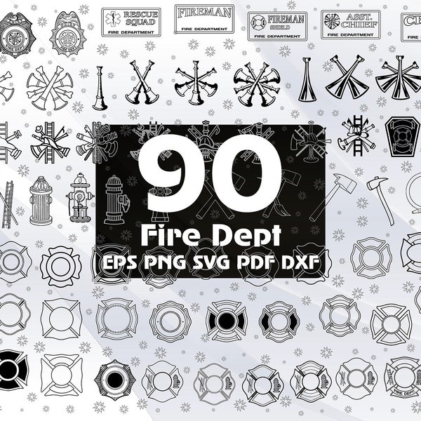 90 Fire Dept SVG, Firefighter SVG, Fireman SVG, Fire Department Svg, Firefighter Clipart, Firefighter Cross, Firefighter Badge, Pdf #132