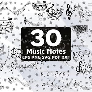 30 Music Notes SVG Bundle, Music Notes Png Clipart, Musical Notes Vector, Digital Download For Circut, Music Notes Graphics Budle, #243