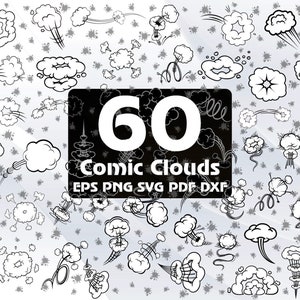 60 komiksowych obrazów wektorowych Boom: pakiet Blast Clouds SVG (plik cyfrowy)