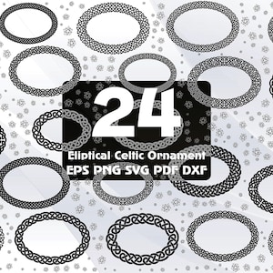 24 Celtic Ornament SVG, Round Celtic Ornament, Vector Celtic Clipart, Celtic Printable, Round Celtic Vector, Celtic SVG, Dxf, Eps, Png #182