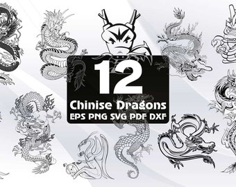 Chinese Dragon Clipart: Asian Dragon SVG, DXF, EPS (Digital Download)
