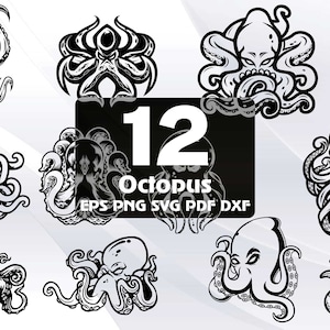 12 Octopus Art, Octopus Print, Octopus Tentacles, Kraken Octopus, Octopus Design, Octopus Wall Art, Octopus Decor, Sea Clipart SVG, DXF #027