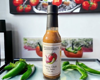 Homestead’s Green Chili Hot Sauce, Gourmet Sauce, Foodie, holiday gift, Chili, Spicy sauce, hot pepper, gourmet condiment