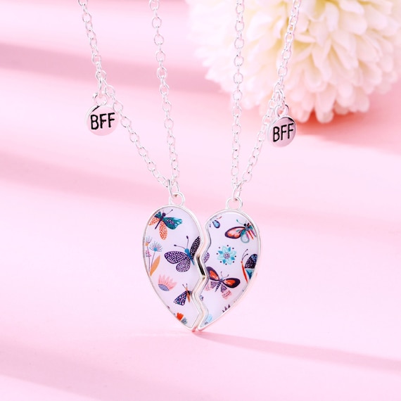 Cute 3 color Heart Broken Stitching Magnetic Best Friend - Temu