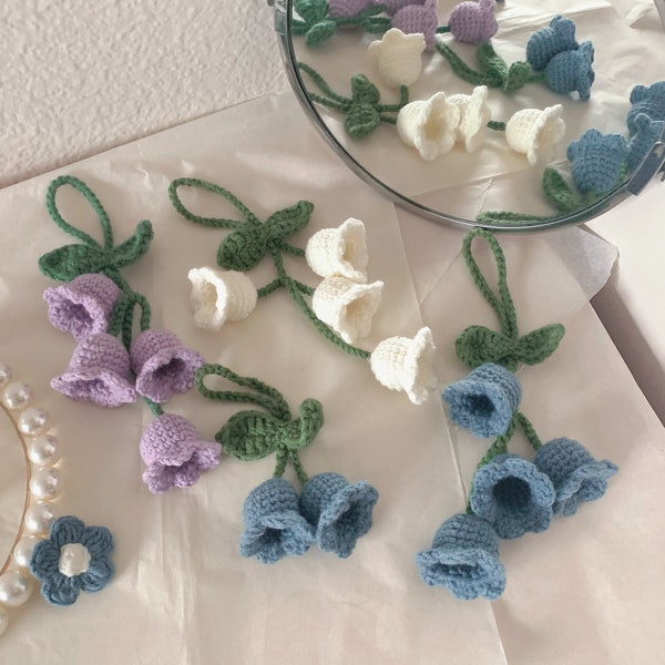 Bell Flower Chain Accessories, Crochet Keychains, Crochet Accessories, Handmade Accessory, Knit Accessories