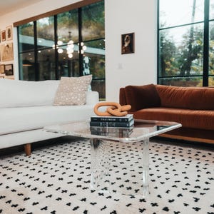 Handmade Lucite Acrylic Coffee Table: Clear Modern Cocktail Table