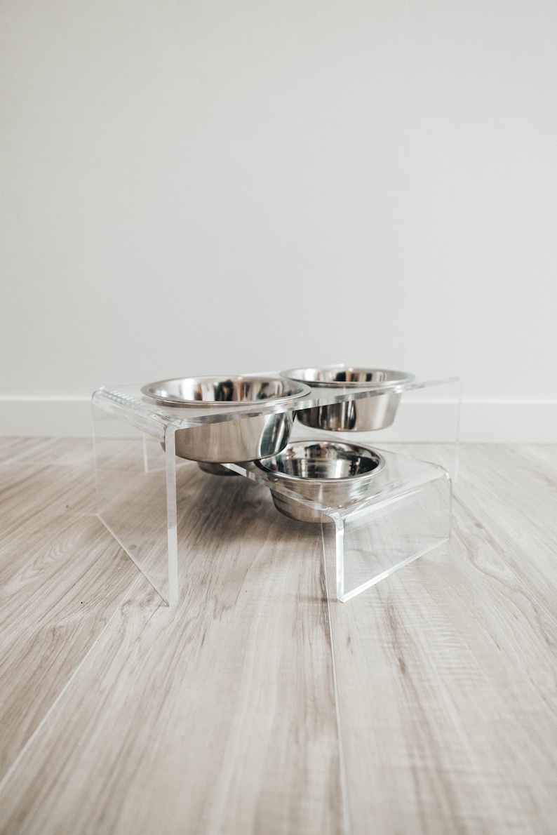 Acrylic Waterfall Dog Bowl Acrylic Feeder Elevated Modern Cat Bowl Pet