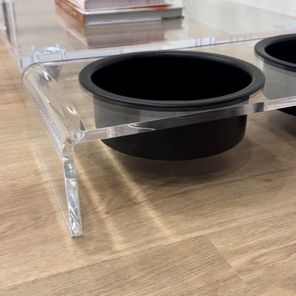 Acrylic Dog Bowl Black Dog Bowl Modern Pet Bowl Clear Pet Bowl Black Feeder Pet Feeder Cat Bowl