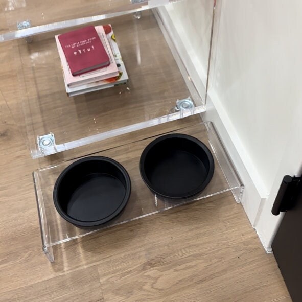 Acrylic Dog Bowl Black Dog Bowl Modern Pet Bowl Clear Pet Bowl Black