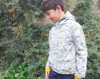 Finley Color Blocked Hoodie Tween Padrão de Costura Digital Infantil - Idade 8 anos - 14 anos