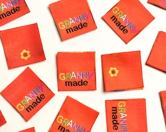 Grandma Made Orange - Etiquetas tecidas para seus produtos artesanais - pacote com 4