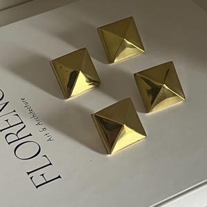 Set of 4 Vintage Brass Drawer Pulls – 3x3 cm Square Handles with Screws – Mid-Century Modern Hardware