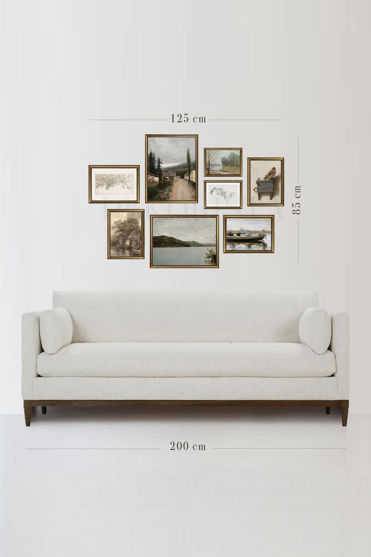 Vintage Gallery Wall Art, Framed Gallery Wall, Vintage Gold Framed